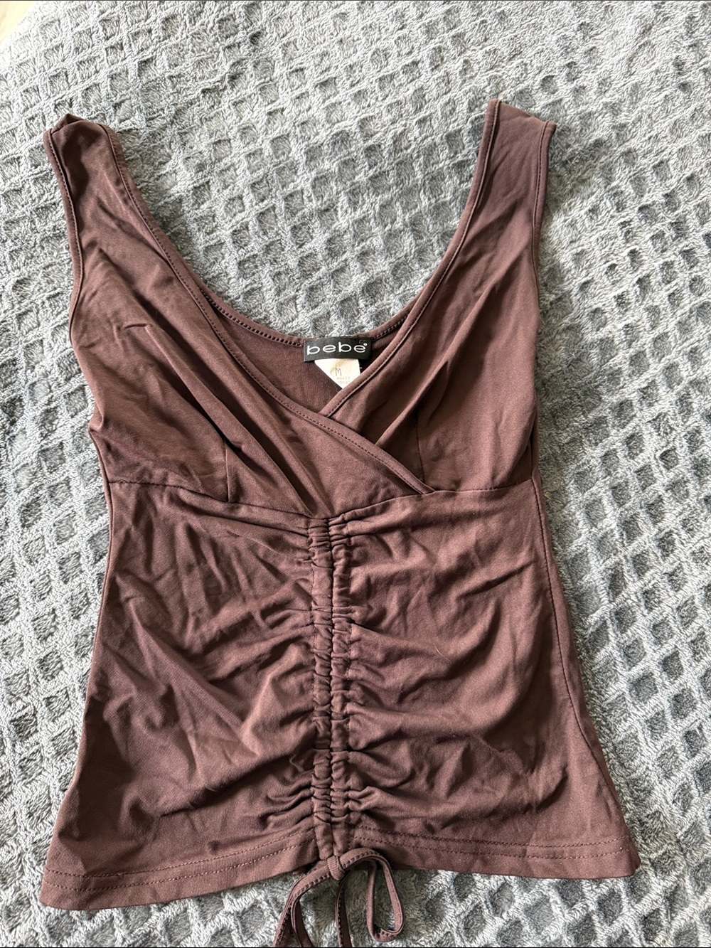 bebe Chocolate Brown Ruched Tank Top